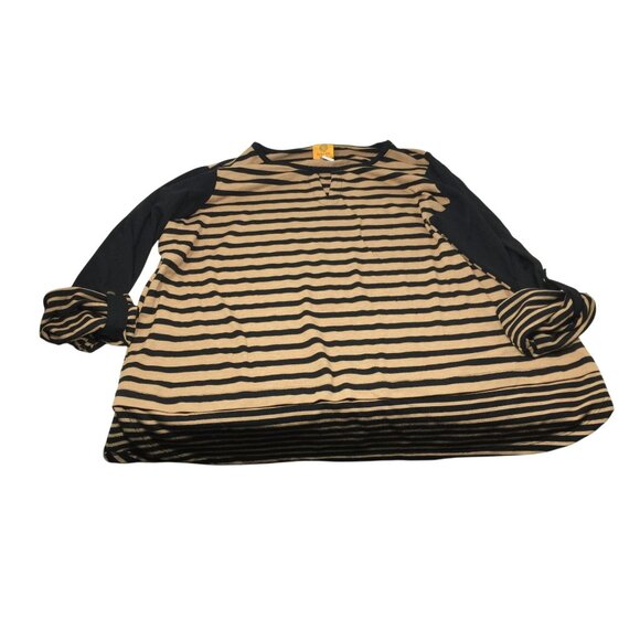 Ruby Rd Womens Black and Brown Long Sleeved Striped Shirt Size 1X - Picture 2 of 7
